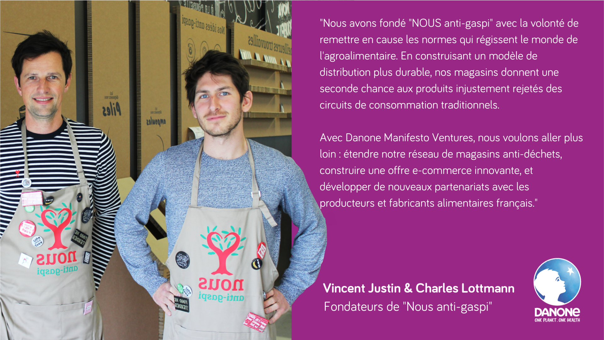 Portrait et citation de Vincent Justin & Charles Lottmann, fondateurs de "Nous anti-gaspi" Portrait et citation de Vincent Justin & Charles Lottmann, fondateurs de "Nous anti-gaspi"
